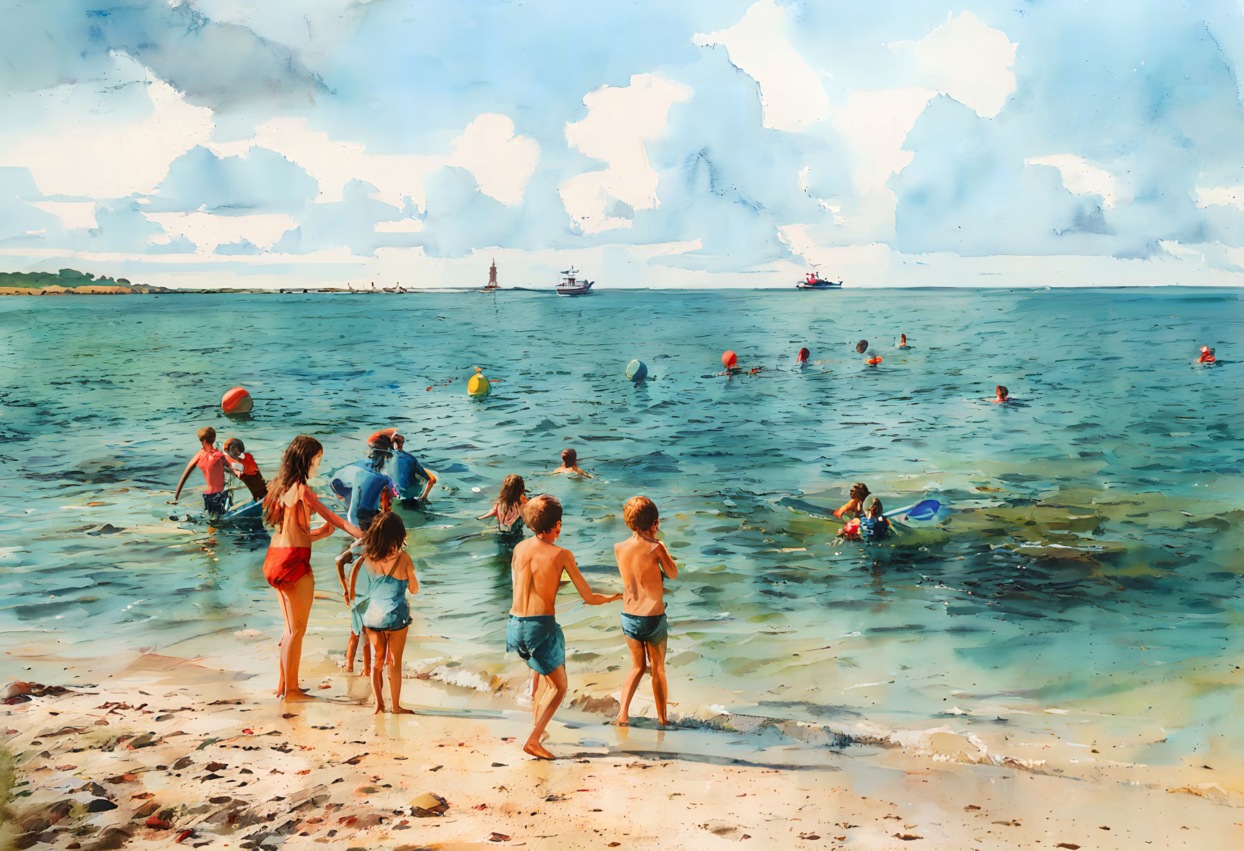 Badespaß in der Grimmershörn Bucht in Cuxhaven