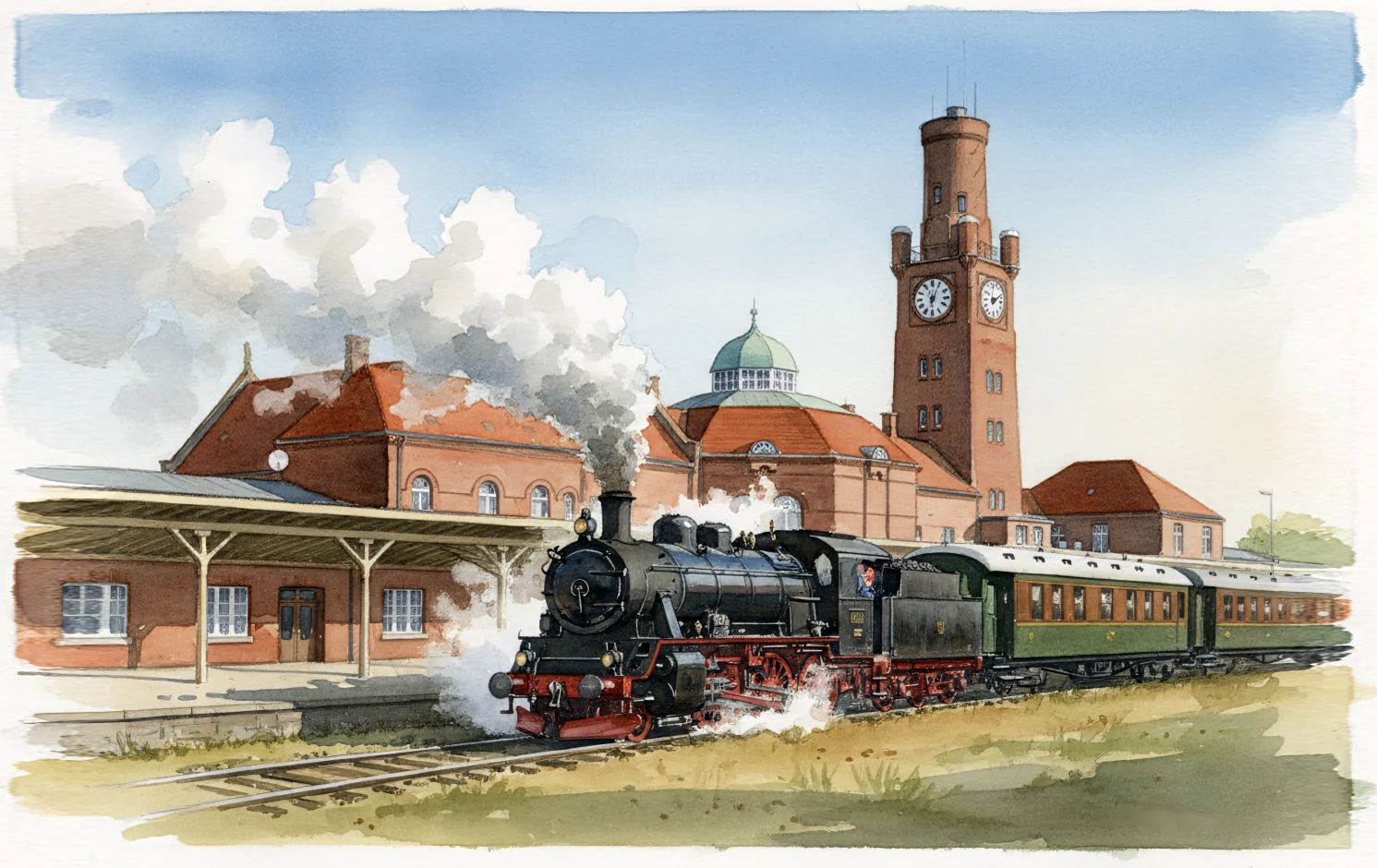 Cuxhaven – Dampflok an den Hapag-Hallen