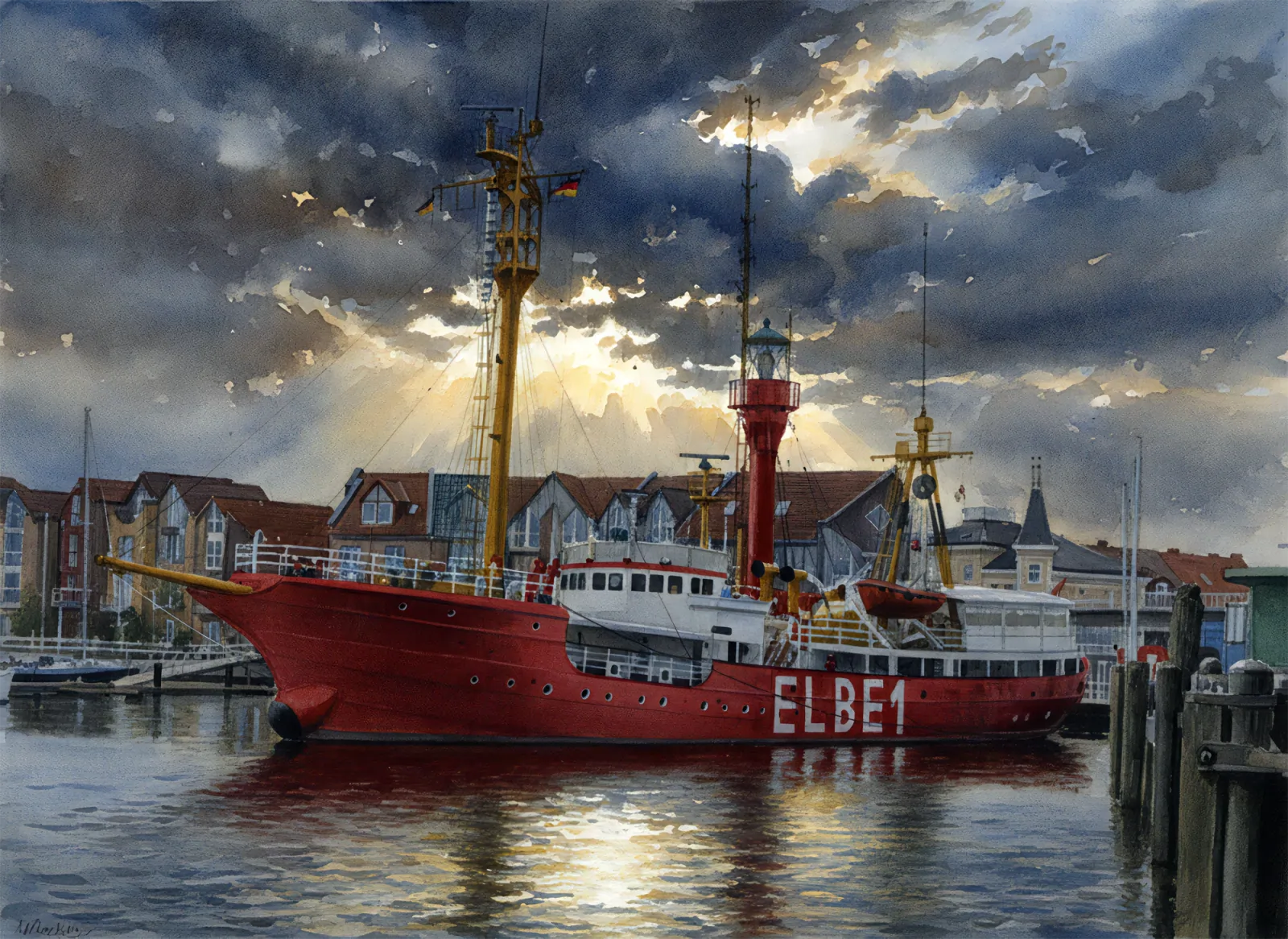 Feuerschiff Elbe 1 in der City-Marina Cuxhaven