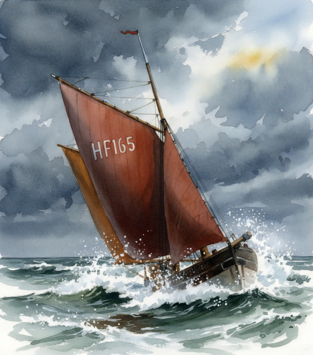 Finkenwerder Kutter HF 165 auf See