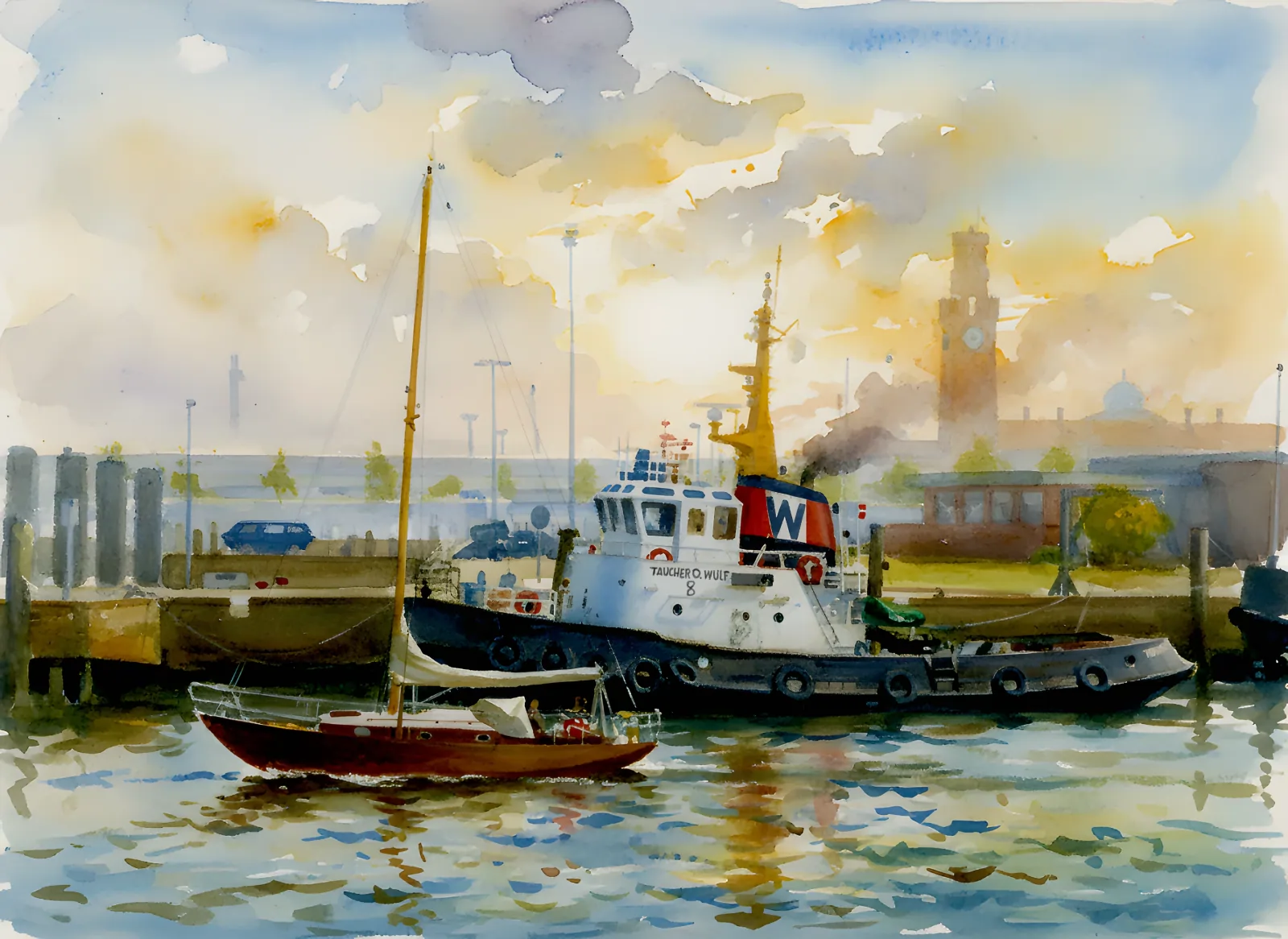 Segler vor den Hapag Hallen in Cuxhaven