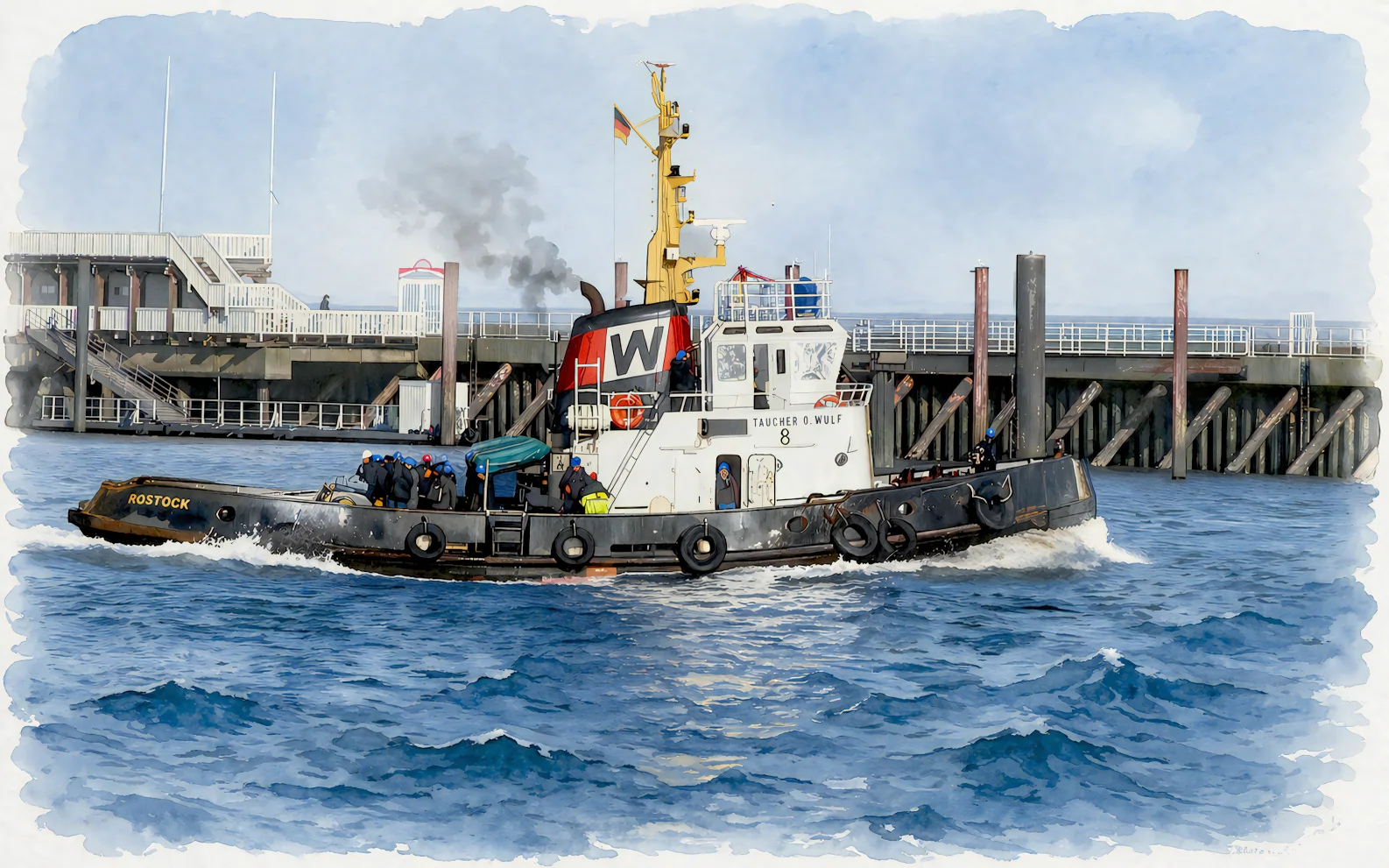 Arbeitsschiff Taucher O. Wulf 8 im Hafen von Cuxhaven