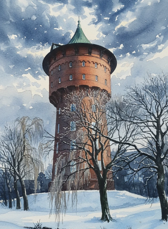 Detailaufnahme des Wasserturms in Cuxhaven